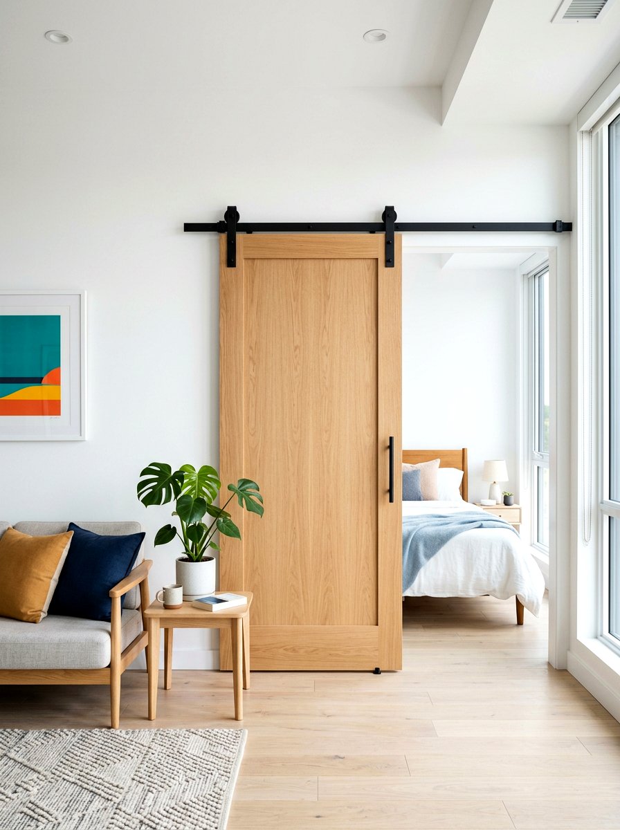 Sliding Barn Door - 30 tiny apartment decor ideas