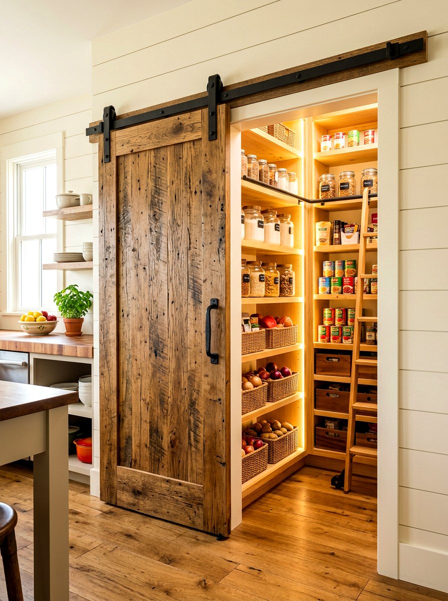 Sliding Barn Door - 30 bakery style pantry ideas