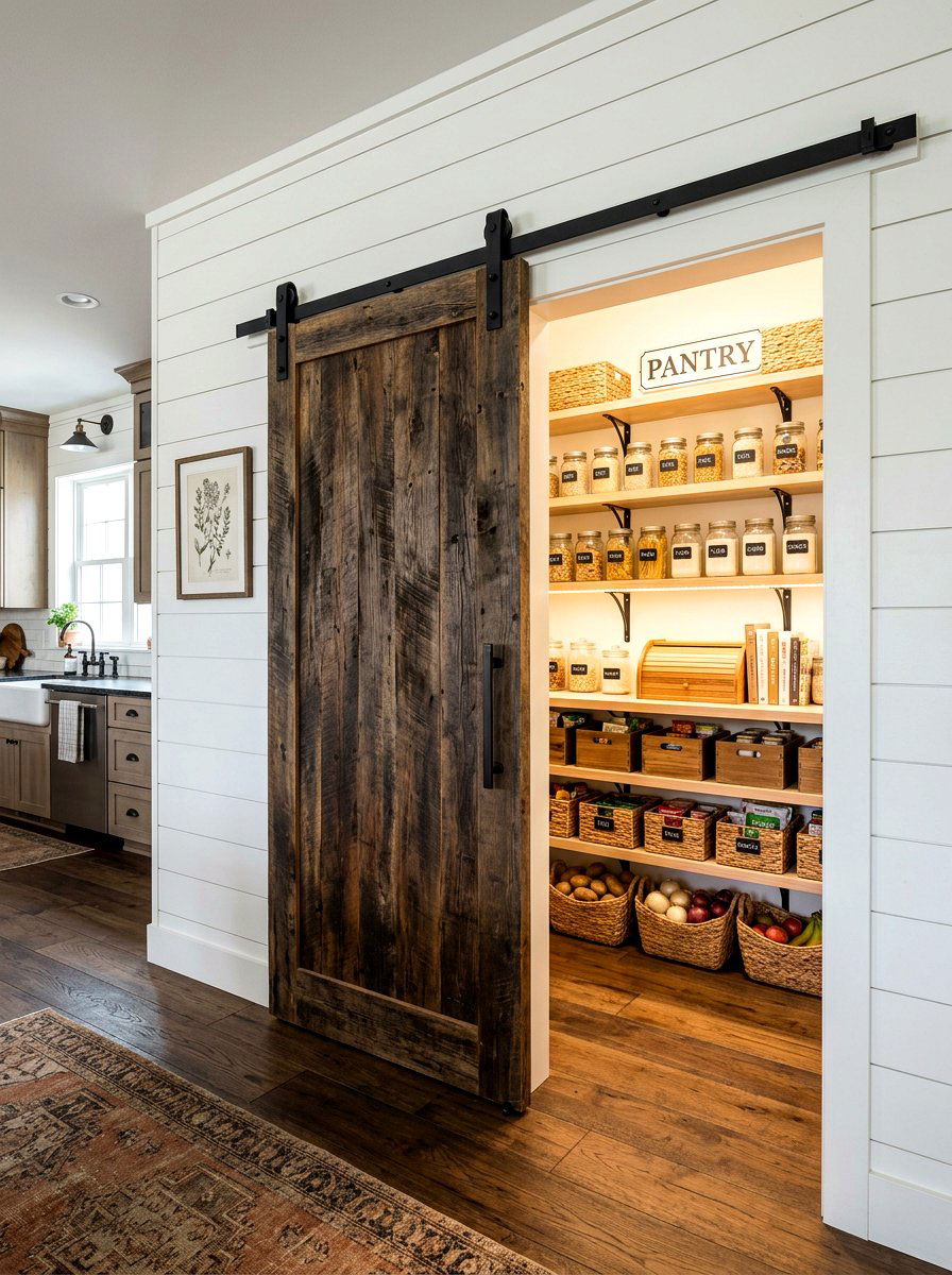 Sliding Barn Door - 30 messy kitchen ideas