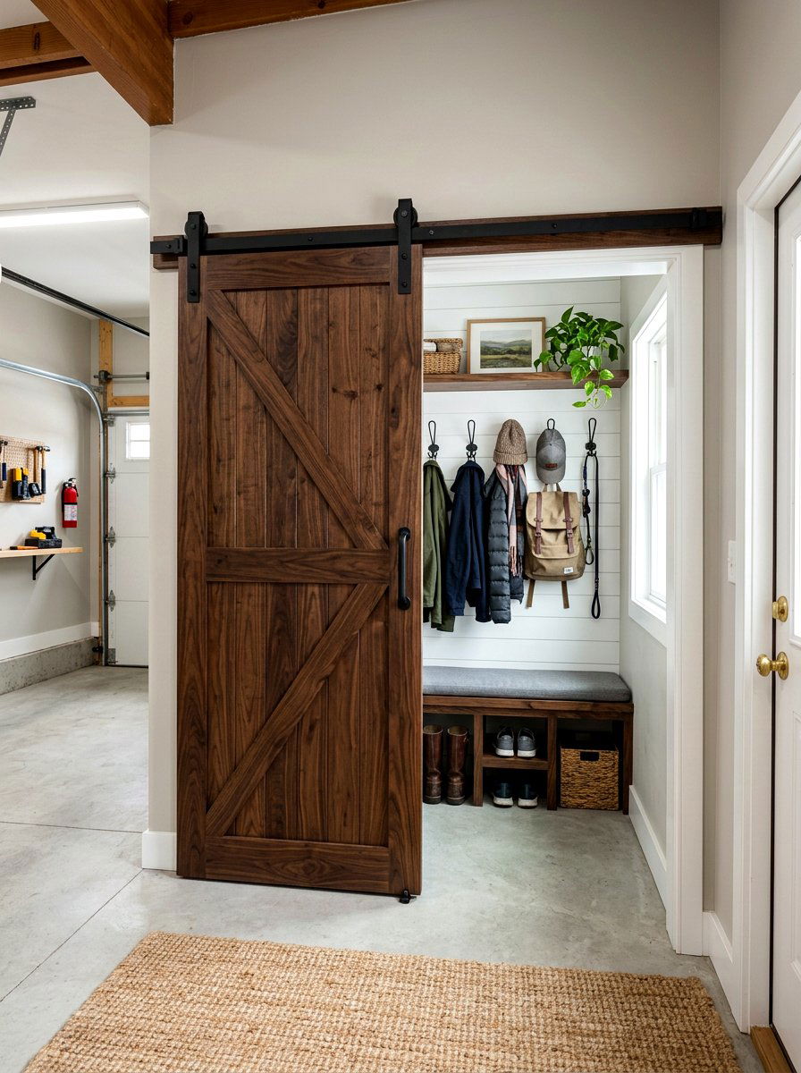 Sliding Barn Door - 30 garage mudroom ideas