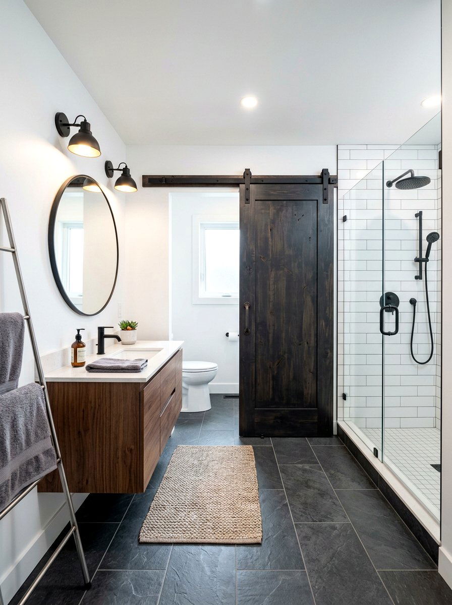 Sliding Barn Door Bathroom - 30 moody farmhouse bathroom ideas
