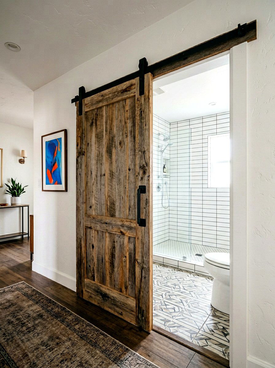 Sliding Barn Door Bathroom - 30 tiny apartment bathroom ideas