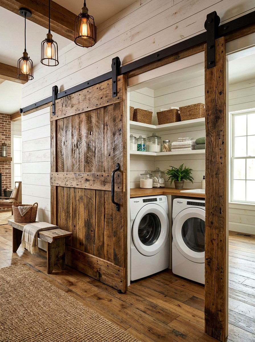 Sliding Barn Door Cabinet - 30 laundry room cabinet ideas