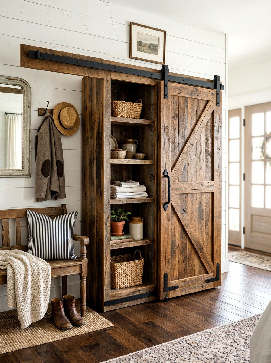 Sliding Barn Door Cabinet - 30 slim foyer storage ideas