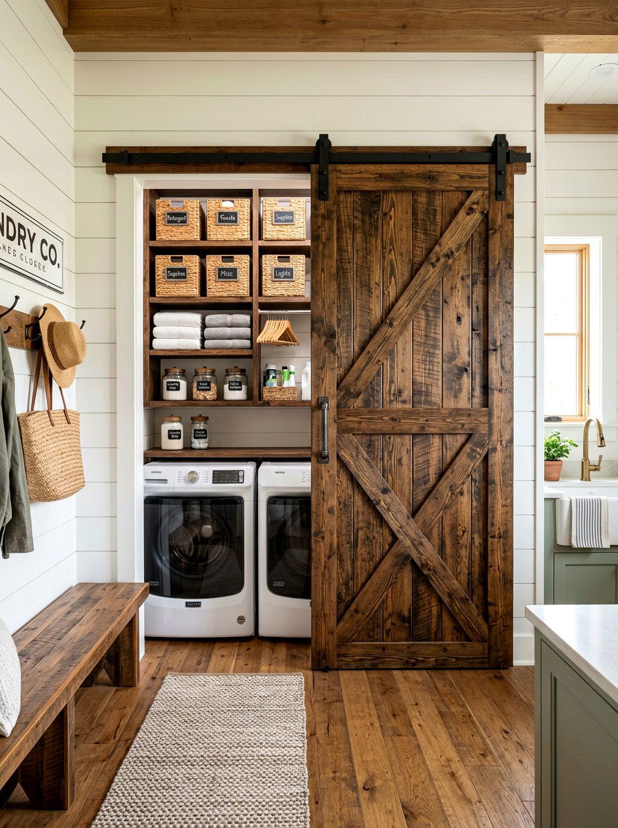 Sliding Barn Door Laundry Closet - 30 laundry basket storage ideas