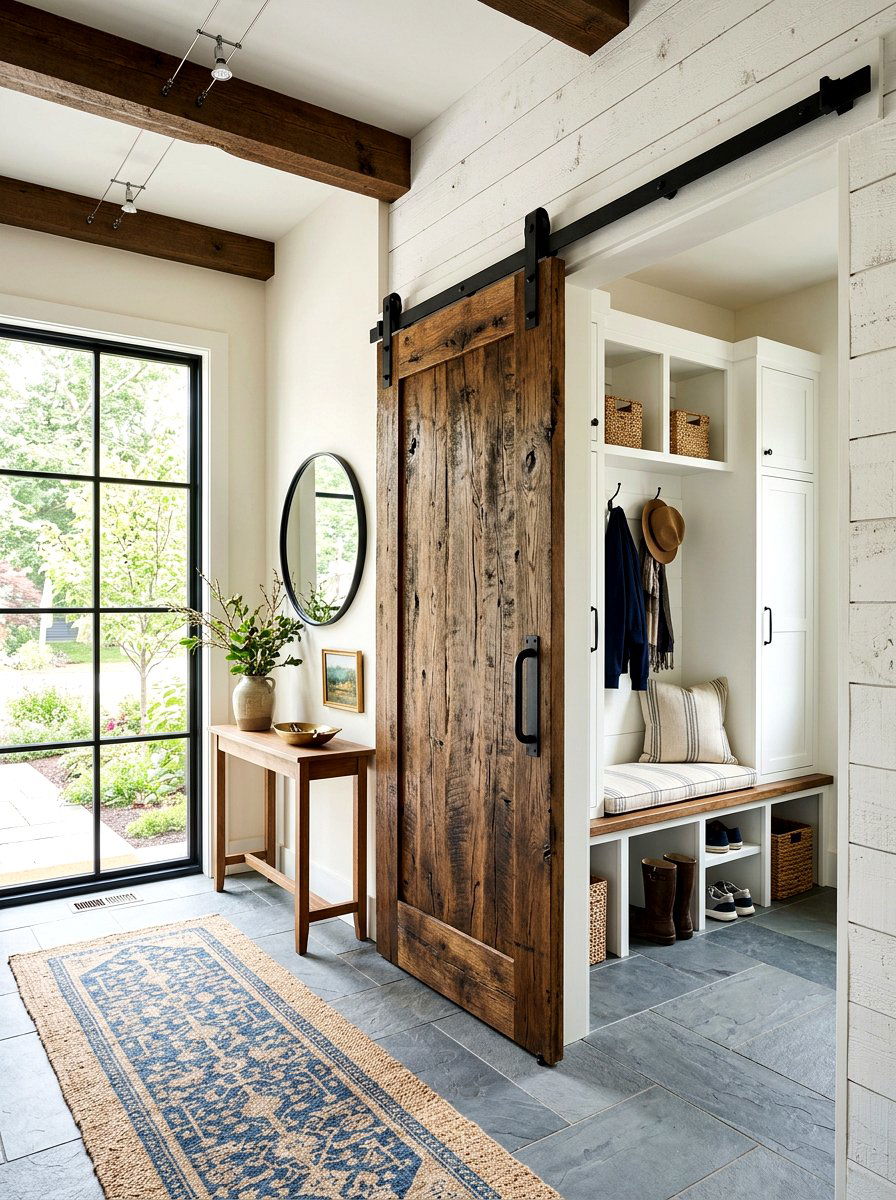 Sliding Barn Door Mudroom - 30 entry closet mudroom ideas