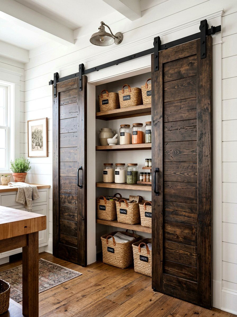 Sliding Barn Door Pantry - 30 farmhouse pantry ideas