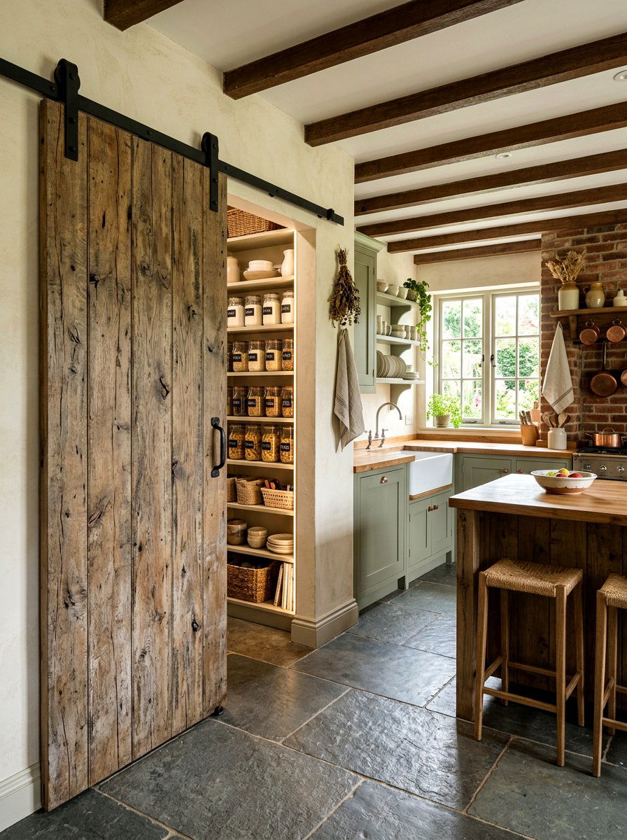 Sliding Barn Door Pantry - 30 floor to ceiling kitchen cabinets ideas