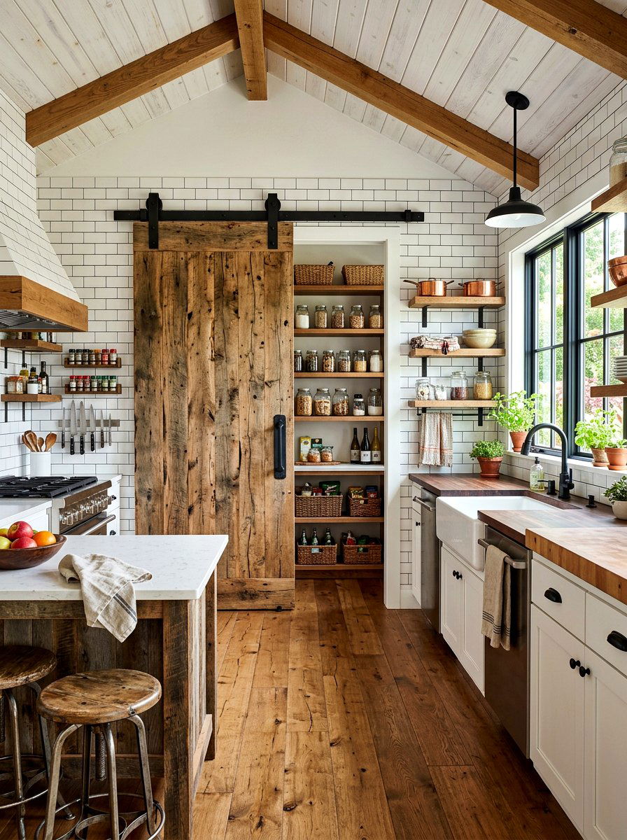 Sliding Barn Door Pantry - 30 hidden pantry ideas