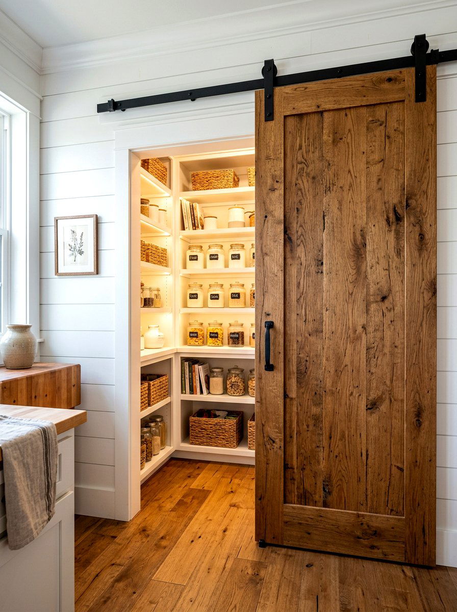 Sliding Barn Door Pantry - 30 baking pantry ideas