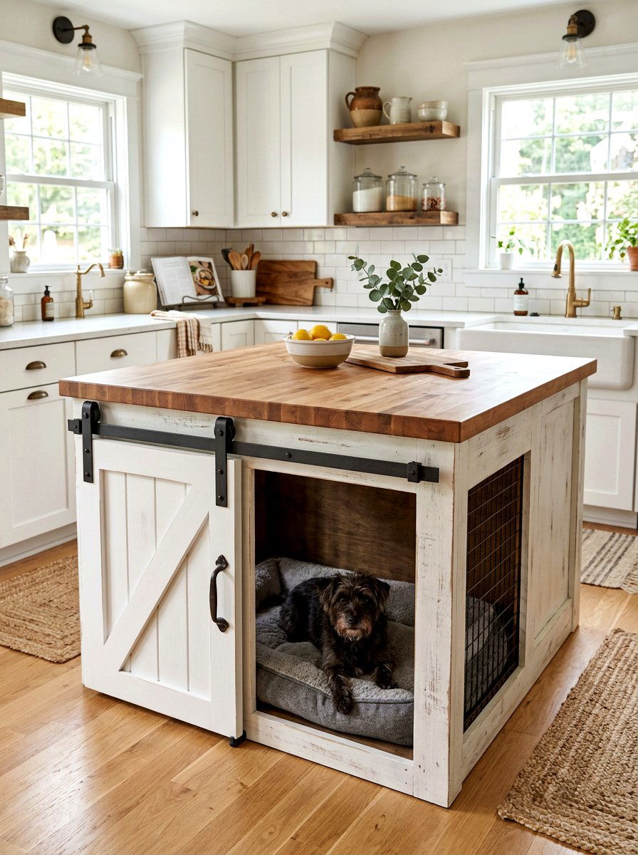 Sliding Barn Door Pet Station - 30 aesthetic pet station kitchen ideas