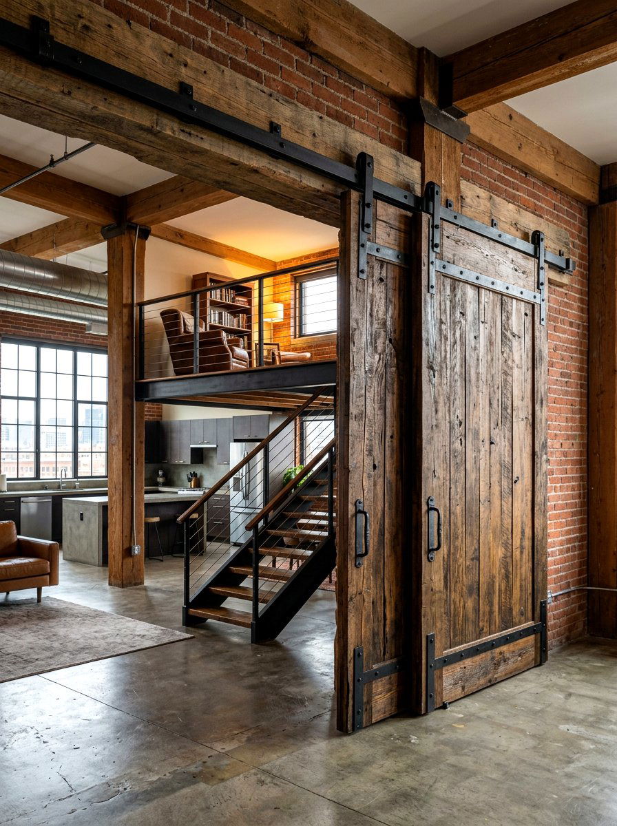 Sliding Barn Door Railing - 30 open loft railing ideas