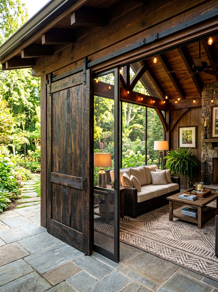 Sliding Barn Door Screen - 30 private patio screen ideas