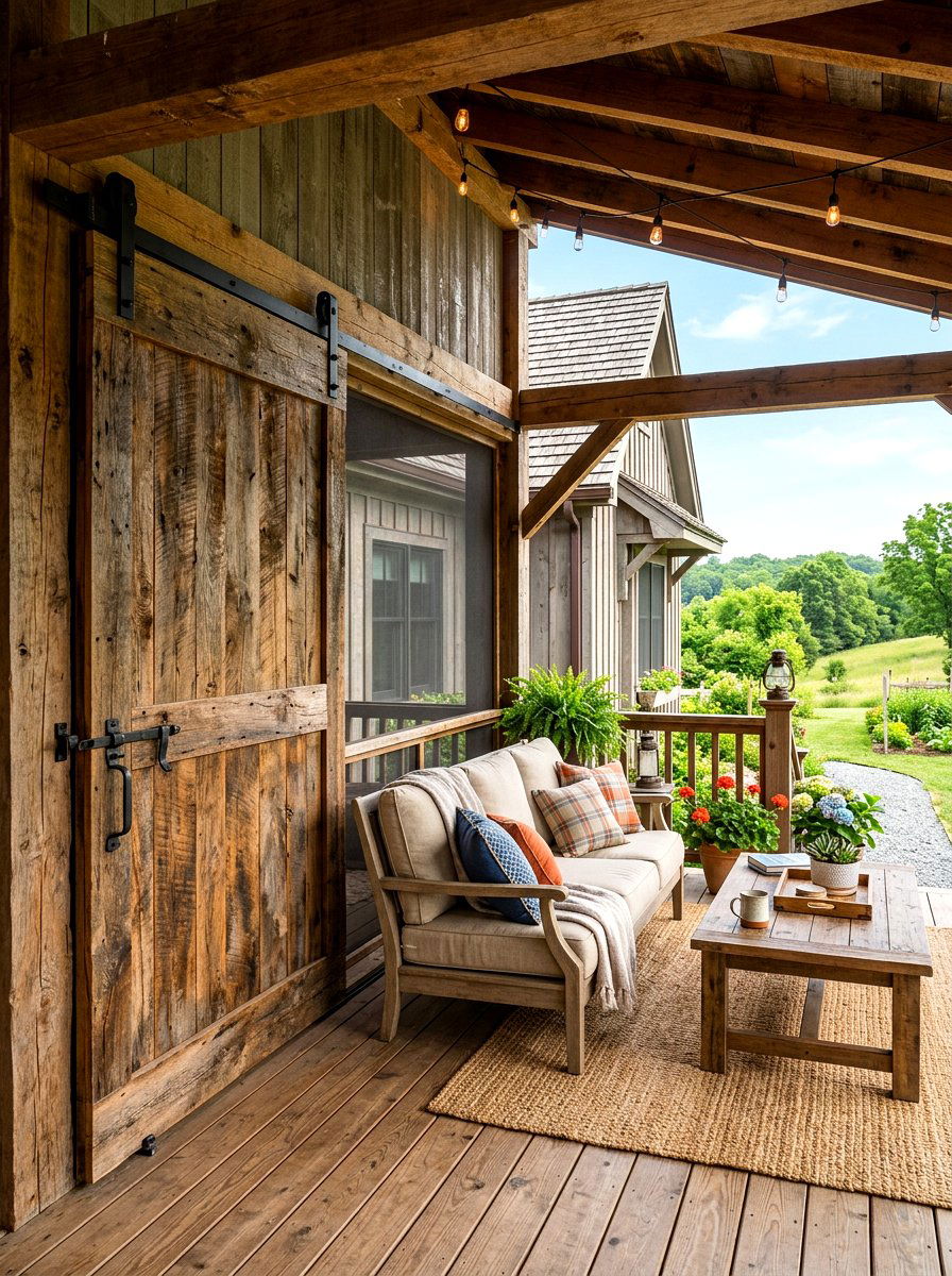 Sliding Barn Door Screen - 30 patio corner screen ideas