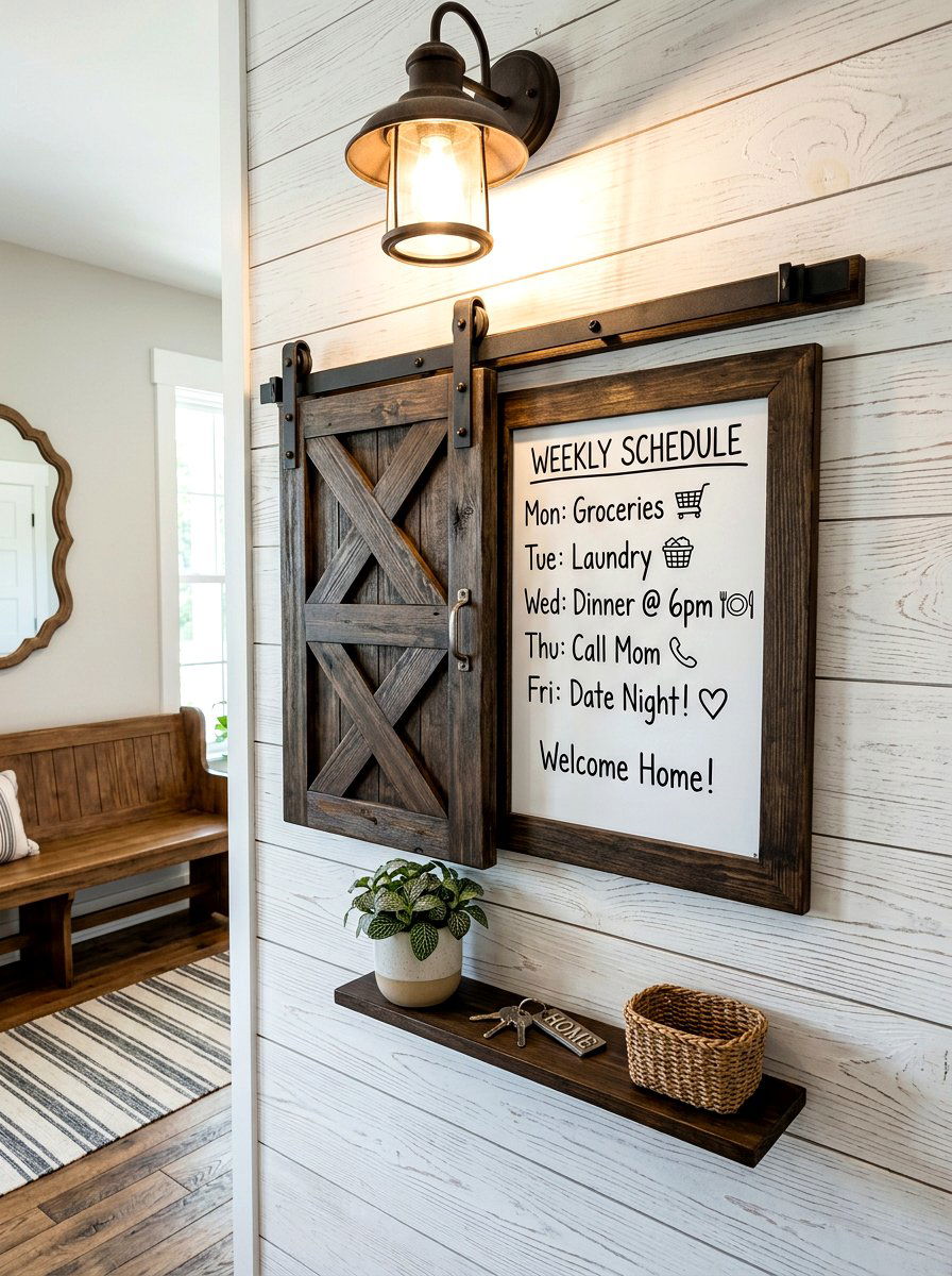 Sliding Barn Door Station - 30 mail sorting cabinet ideas