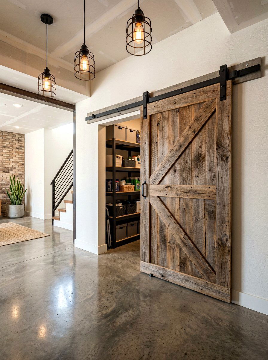 Sliding Barn Door - 30 basement storage ideas