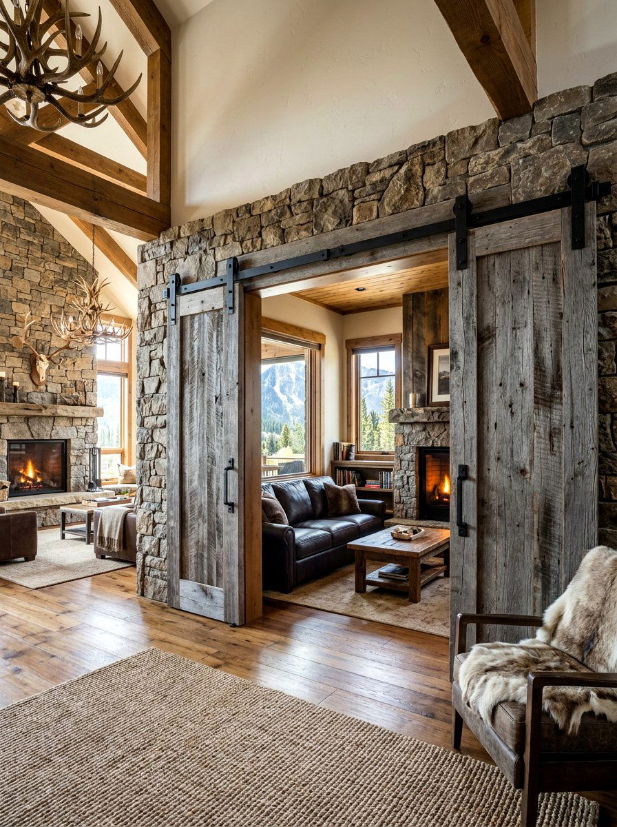 Sliding Barn Doors - 30 lodge decor ideas