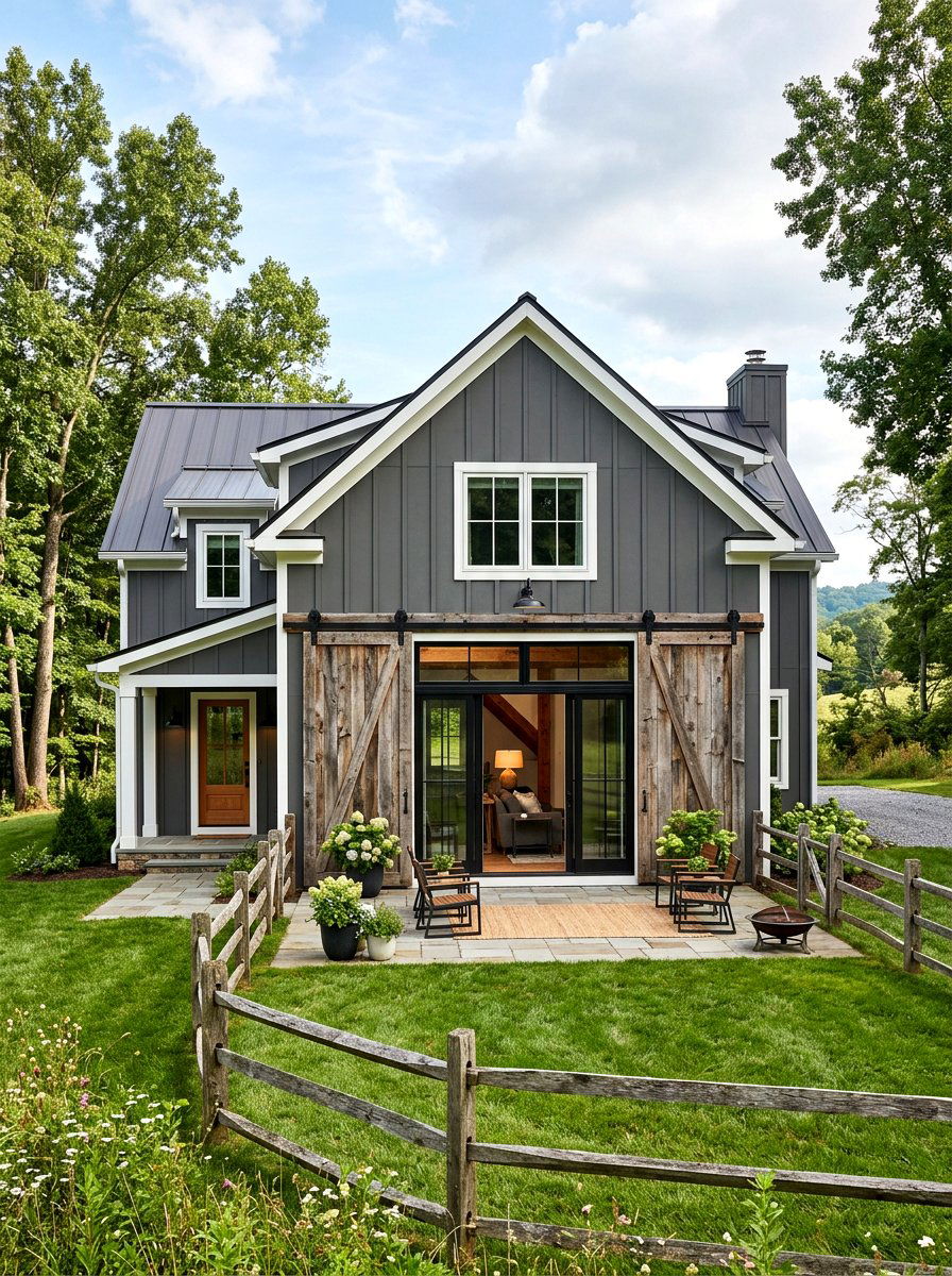 Sliding Barn Doors - 30 modern farmhouse exterior ideas