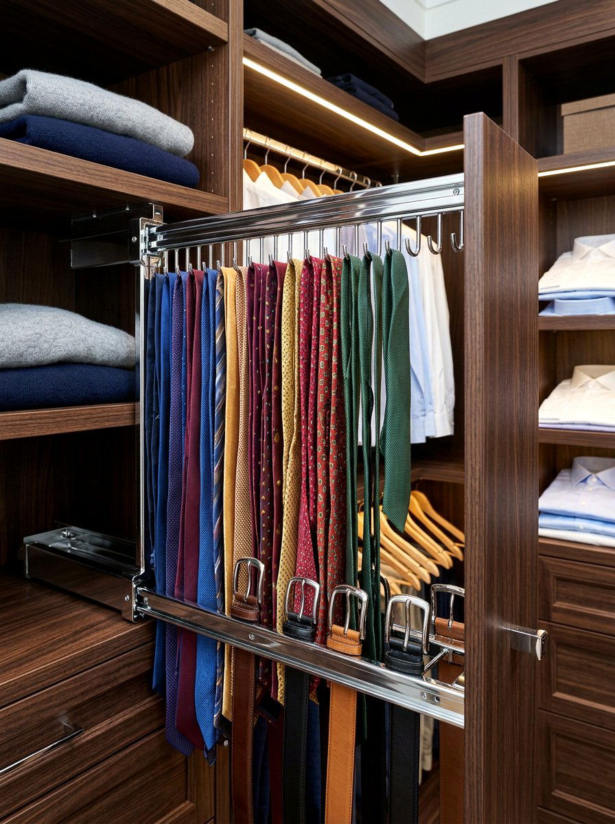 Sliding Belt And Tie Rack - 30 organizing a walk in closet ideas