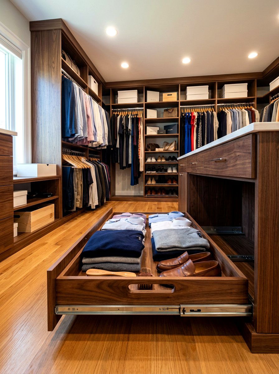 Sliding Closet Floor Tray - 30 hidden shoe storage apartment ideas