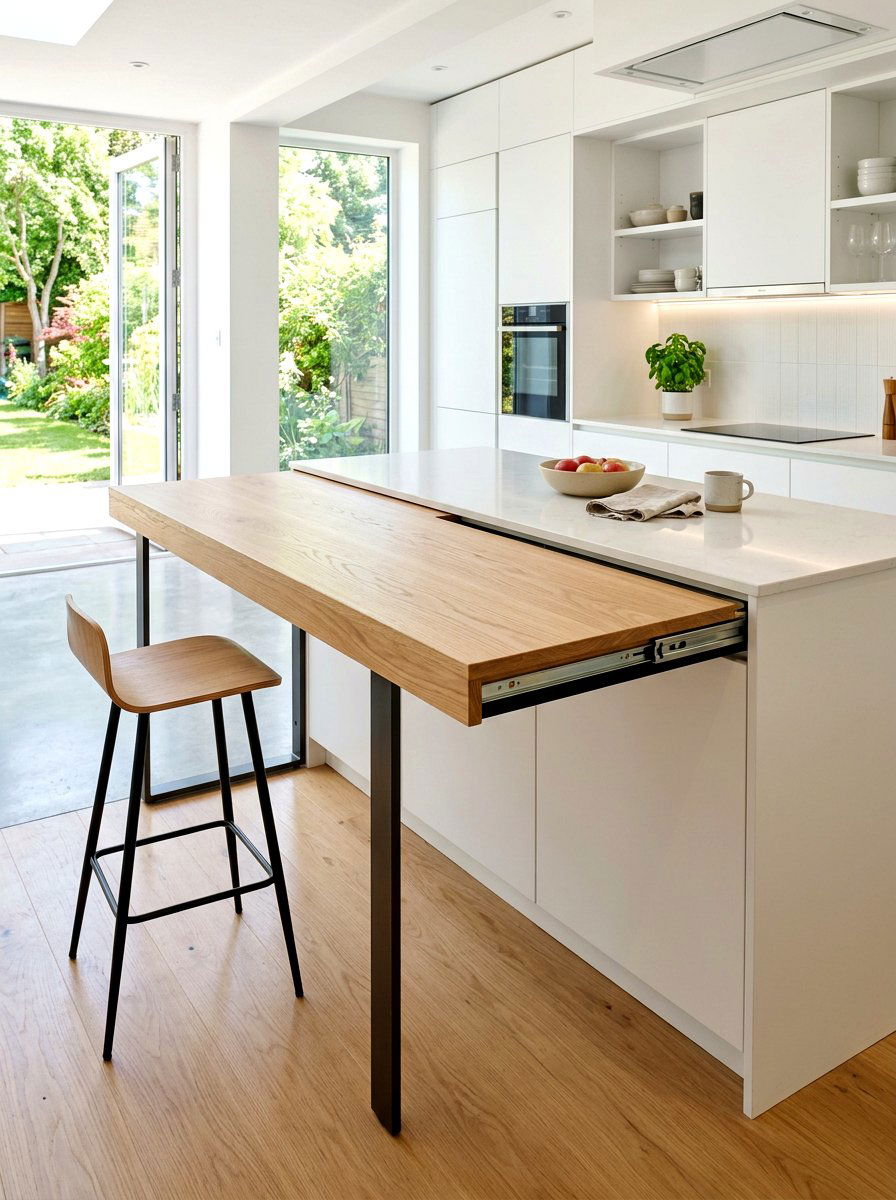 Sliding Counter Extension - 30 compact apartment dining ideas