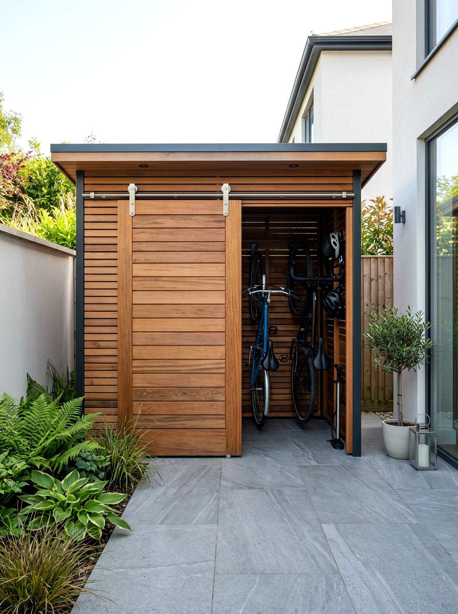 Sliding Door Bike Shed - 30 bike storage shed ideas