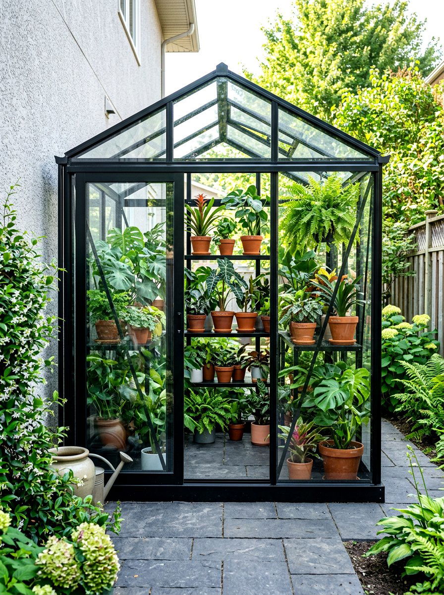 Sliding Door Mini Greenhouse - 30 mini backyard greenhouse ideas