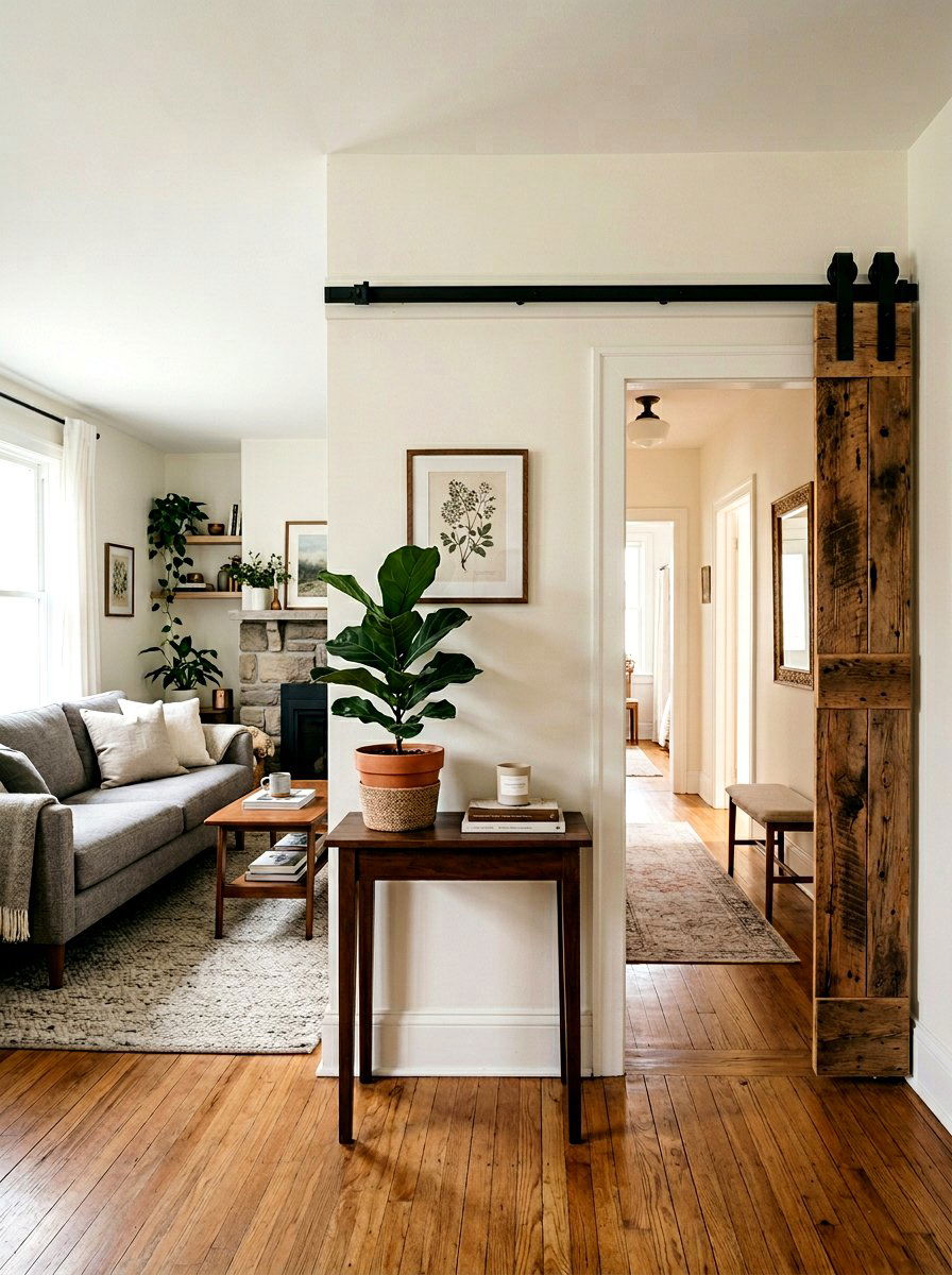 Sliding Door - 30 narrow living room ideas