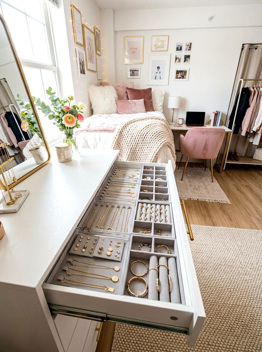 Sliding Jewelry Organizers - 30 dorm storage under bed ideas