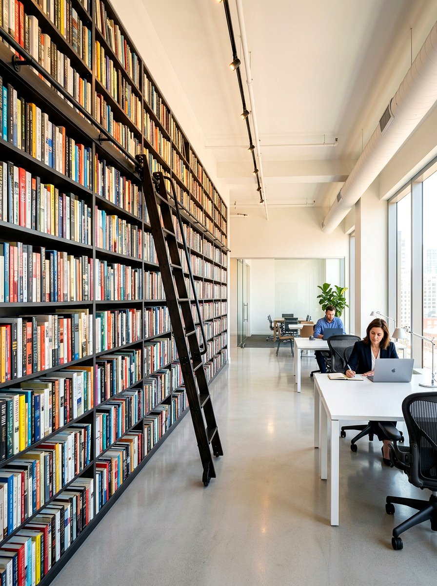 Sliding Library Ladder - 30 ladder library office ideas