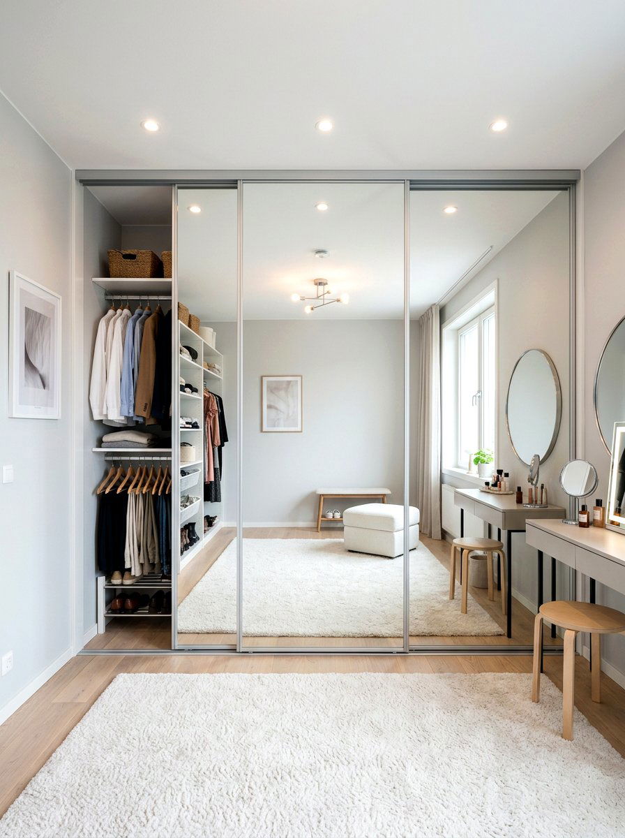 Sliding Mirror Closet Door - 30 dressing room mirror wall ideas