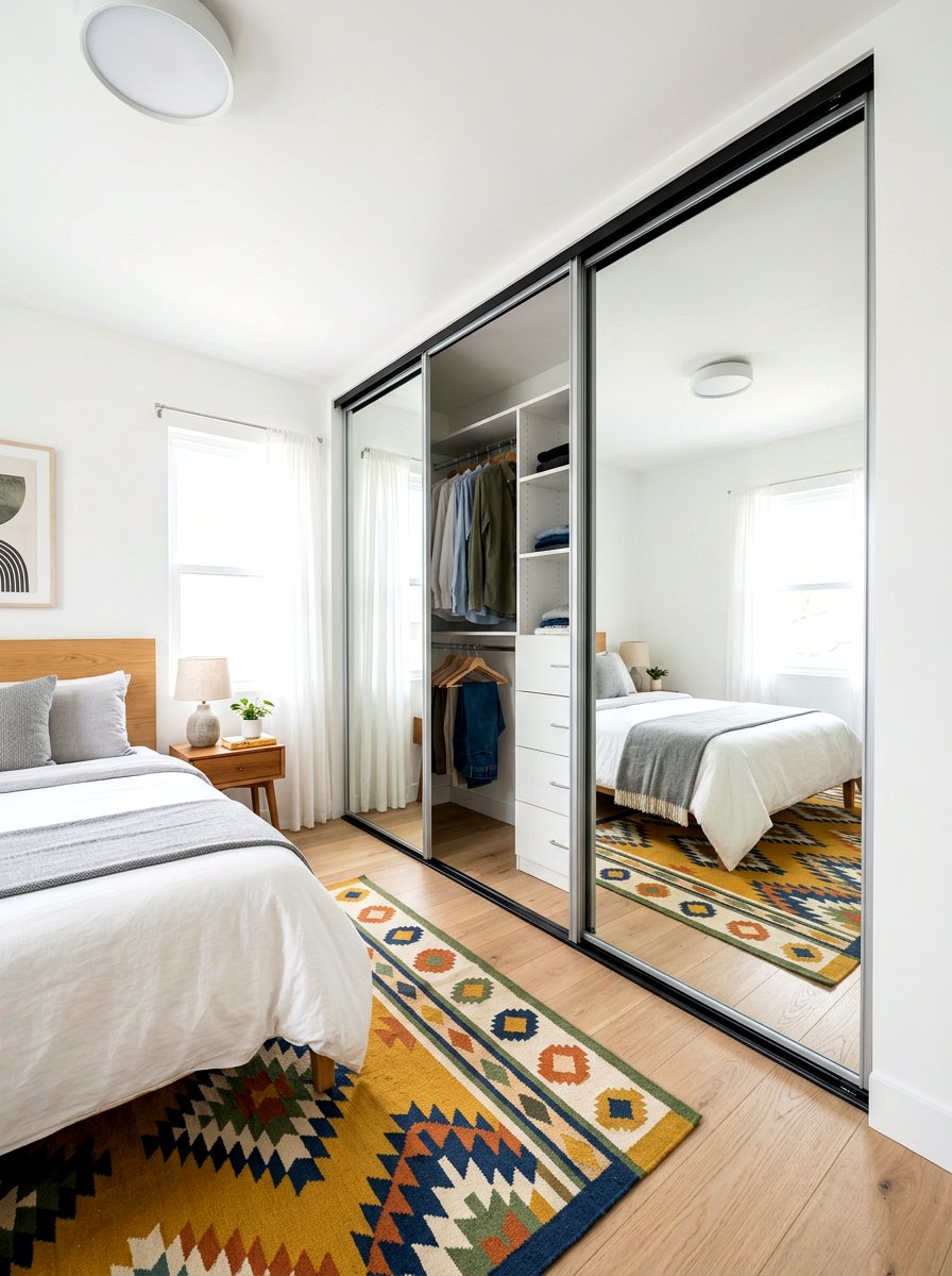 Sliding Mirror Closet Doors - 30 mirror wall small room ideas