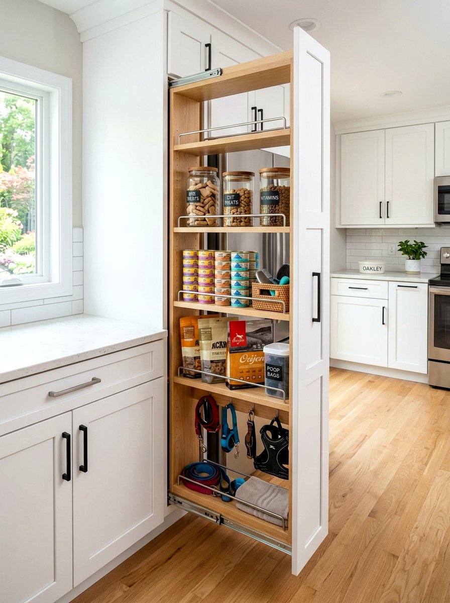 Sliding Pet Supply Pantry - 30 stylish pet storage ideas