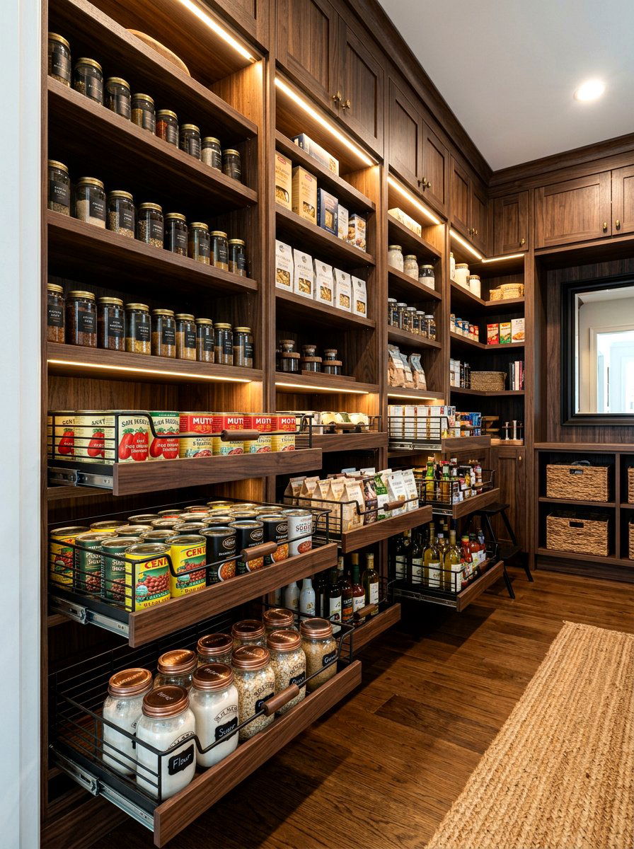 Sliding Shelf Baskets - 30 pantry basket organization ideas