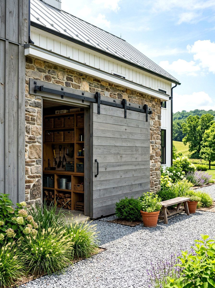 Sliding Storage Door System - 30 side yard storage ideas