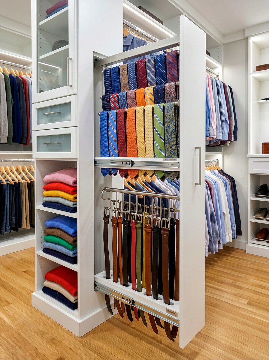 Sliding Tie Belt Rack - 30 micro closet organization ideas