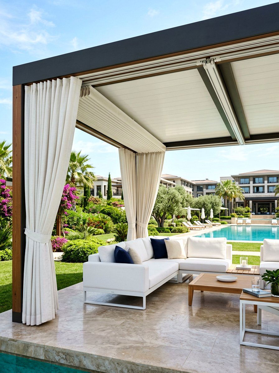 Sliding Track Curtain System - 30 gazebo curtain ideas