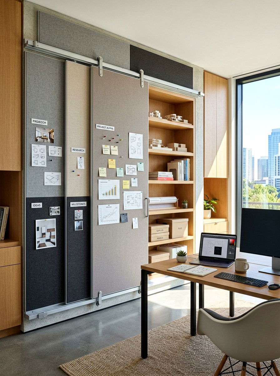 Sliding Track Pin Board - 30 pin board office wall ideas