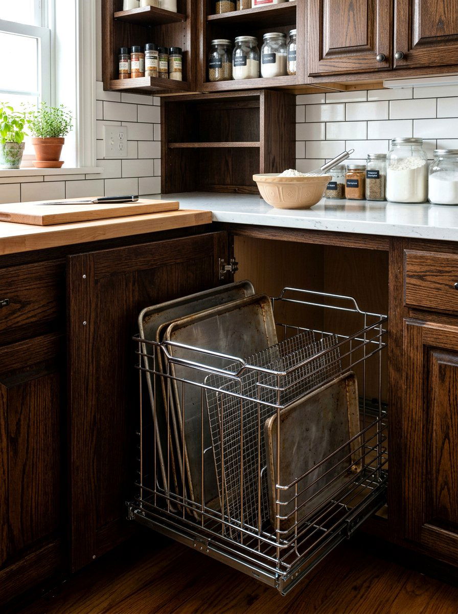 Sliding Wire Basket - 30 baking sheet storage ideas