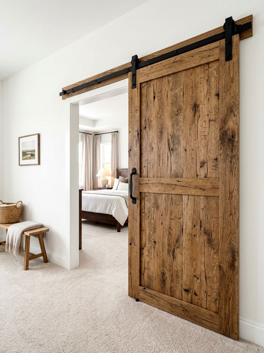 Sliding Wood Barn Door - 30 modern farmhouse decor ideas