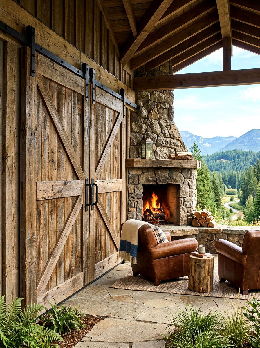 Sliding Wood Barn Doors - 30 porch privacy screen ideas