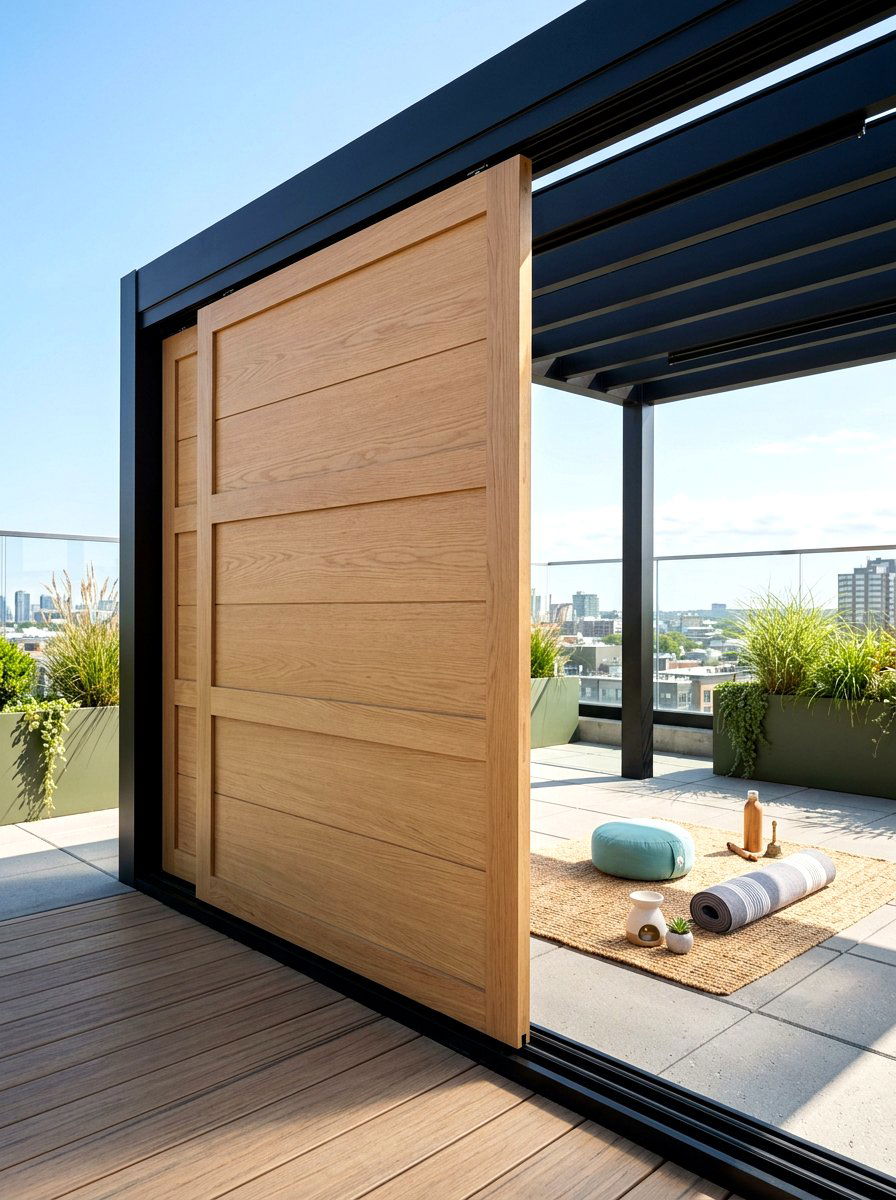 Sliding Wood Panel - 30 rooftop privacy screen ideas