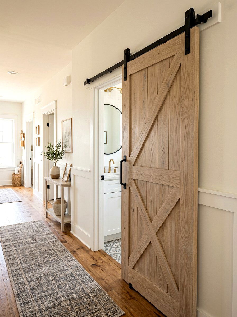 Sliding barn door - 30 small guest bath decor ideas