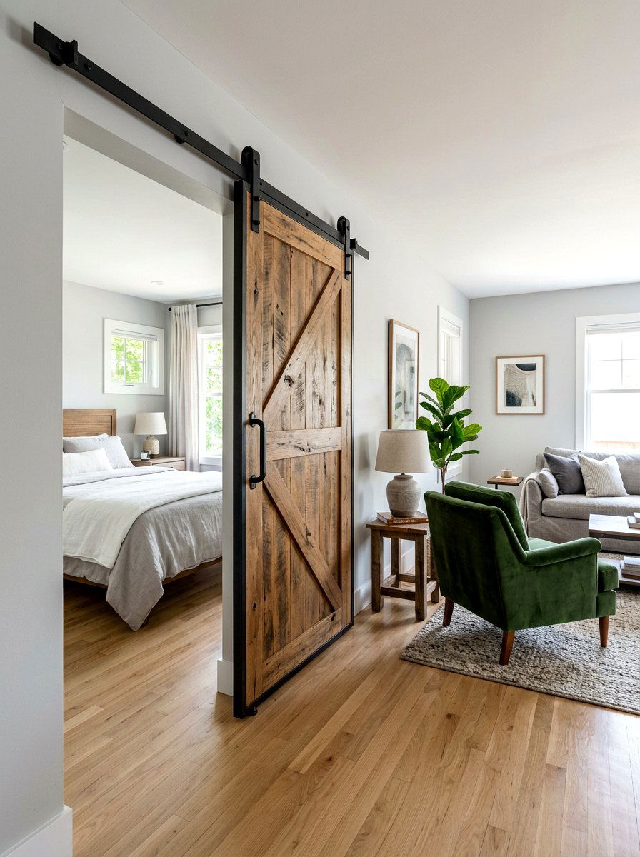Sliding barn door - 30 stylish small apartment ideas