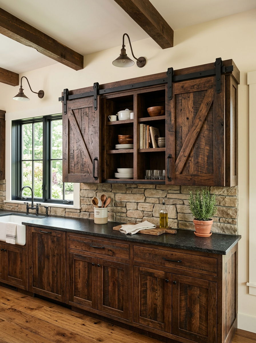 Sliding barn door cabinet - 30 hidden toaster garage ideas aesthetic
