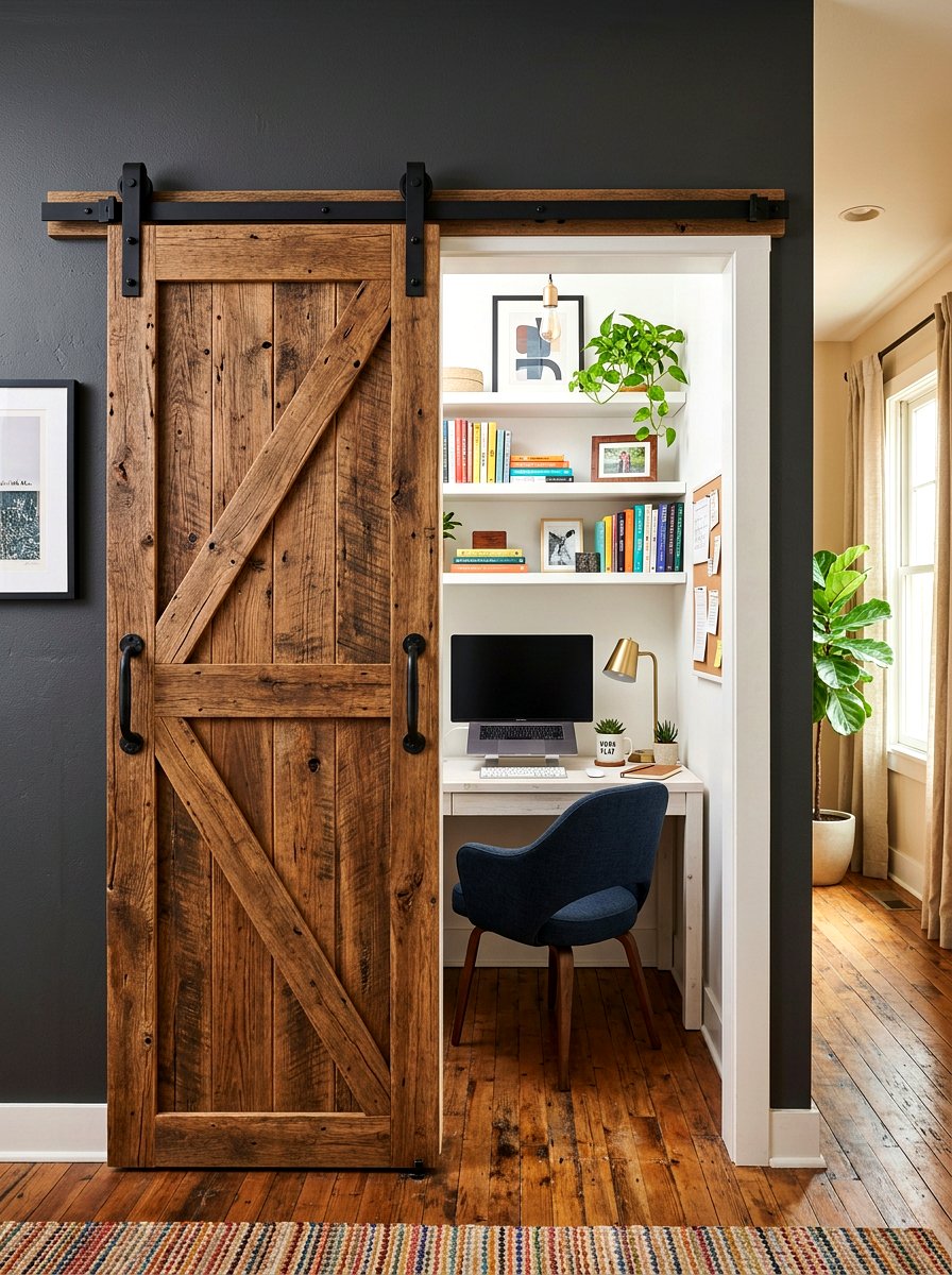 Sliding barn door cloffice - 30 desk in closet ideas aesthetic