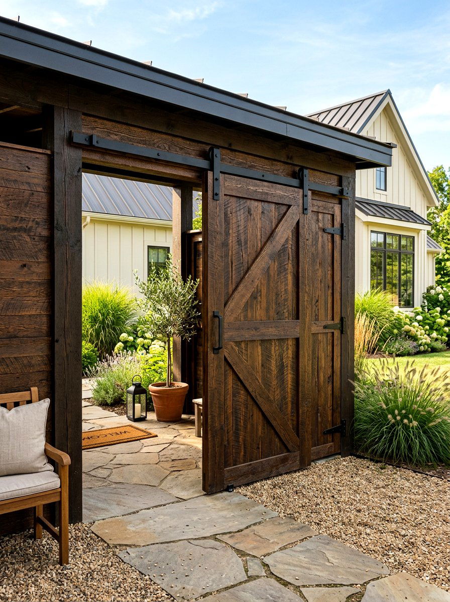 Sliding barn door enclosure - 30 pool equipment enclosure ideas