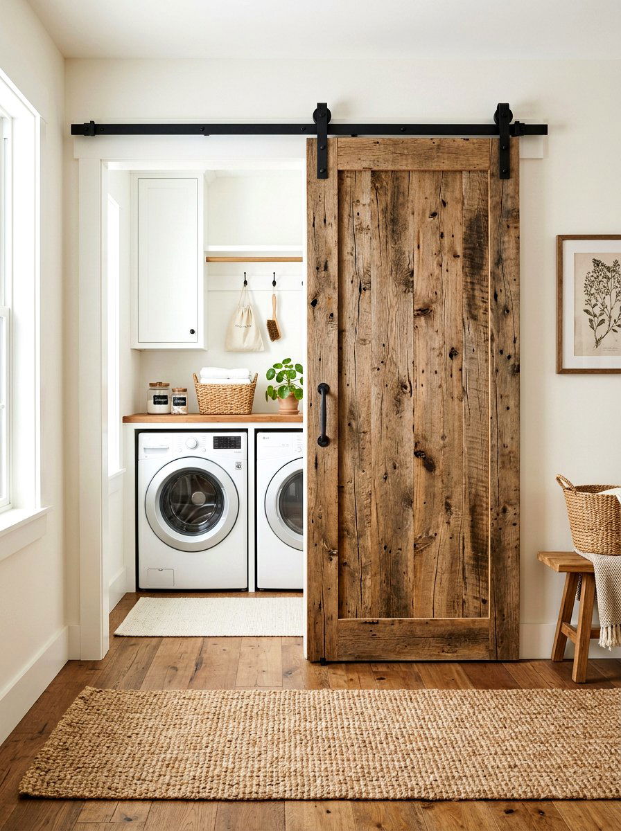 Sliding barn door laundry - 30 mudroom laundry room ideas