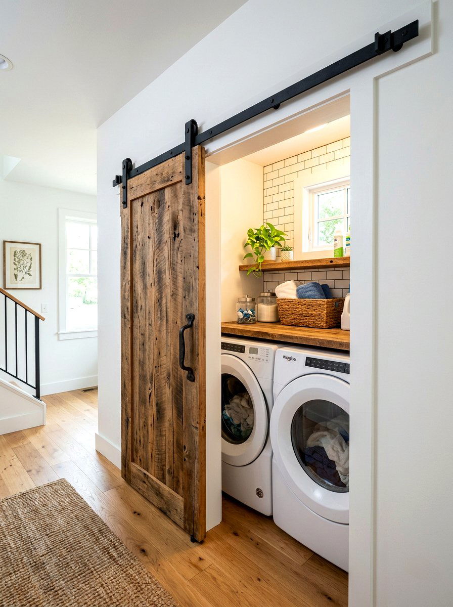 Sliding barn door laundry - 30 small laundry room ideas