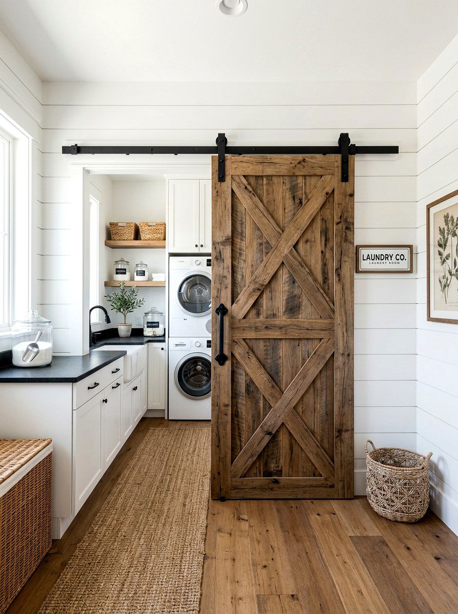 Sliding barn door laundry room - 30 farmhouse laundry room ideas